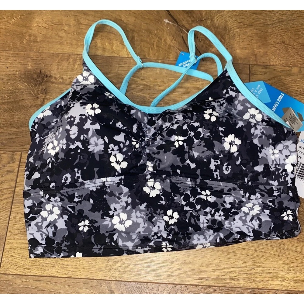 Free Country Padded Swim‎ Top Small NWT Adjustable Straps With Shelf Bra Padded